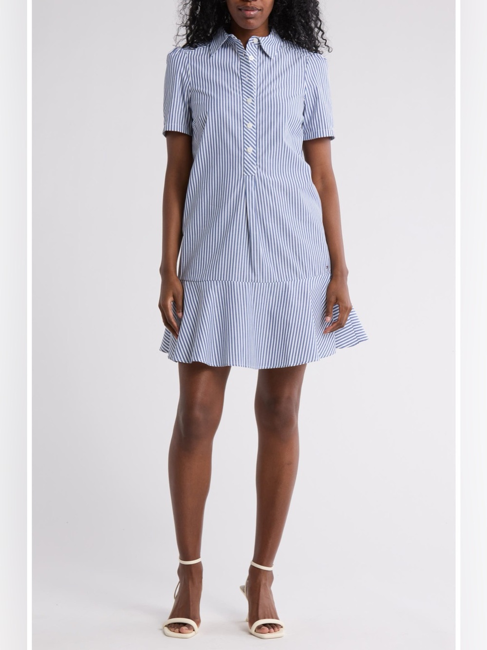 Tommy Hilfiger Ruffle Hem Cotton Shirtdress